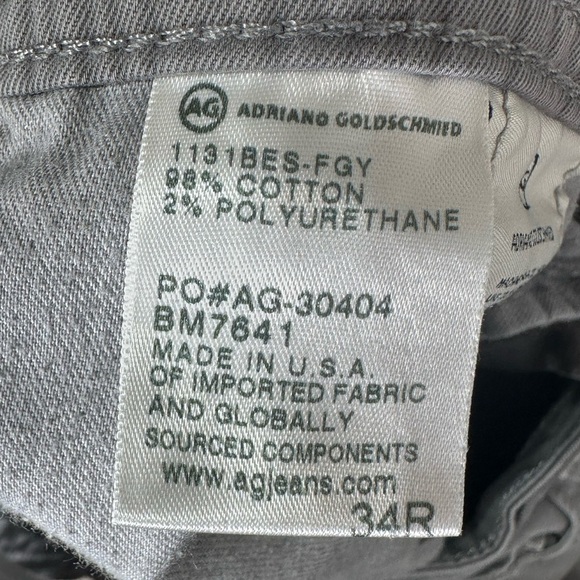 AG Adriano Goldschmied Mens Grey The Matchbox Slim Straight Fit Pants - 34 R - Picture 6 of 6